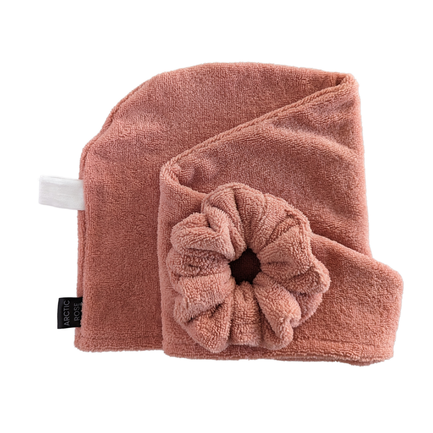 LUXE MICROFIBER HAIR TOWEL AND SCRUNCHIE SET-Rust Orange