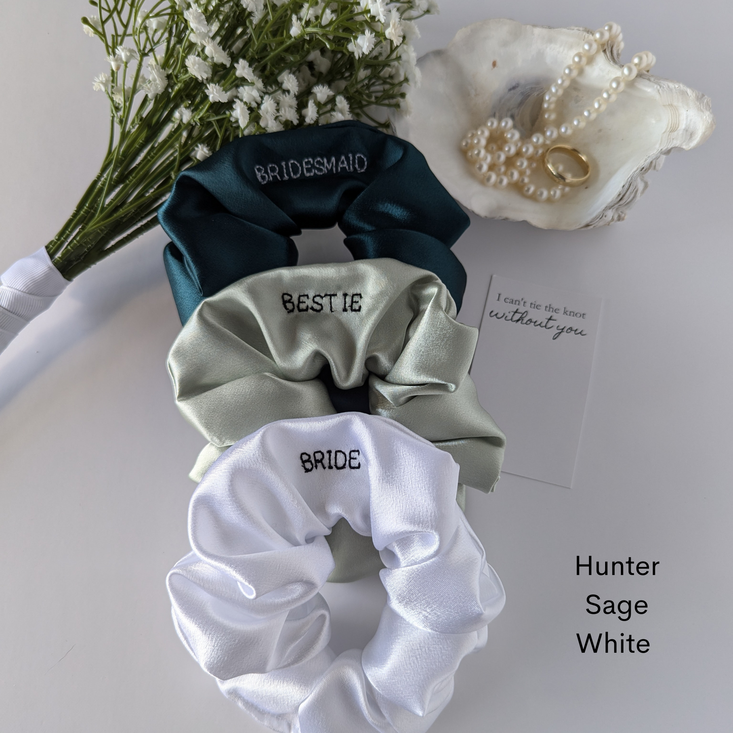 CUSTOM SATIN SCRUNCHIES Sage Green