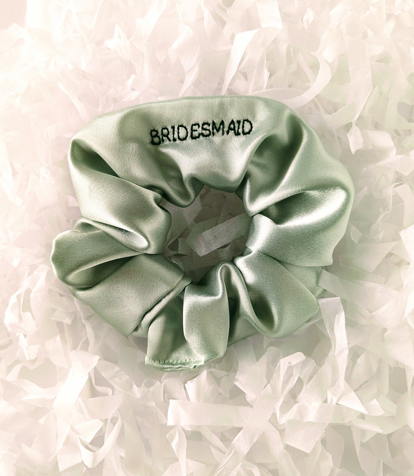 CUSTOM SATIN SCRUNCHIES Sage Green