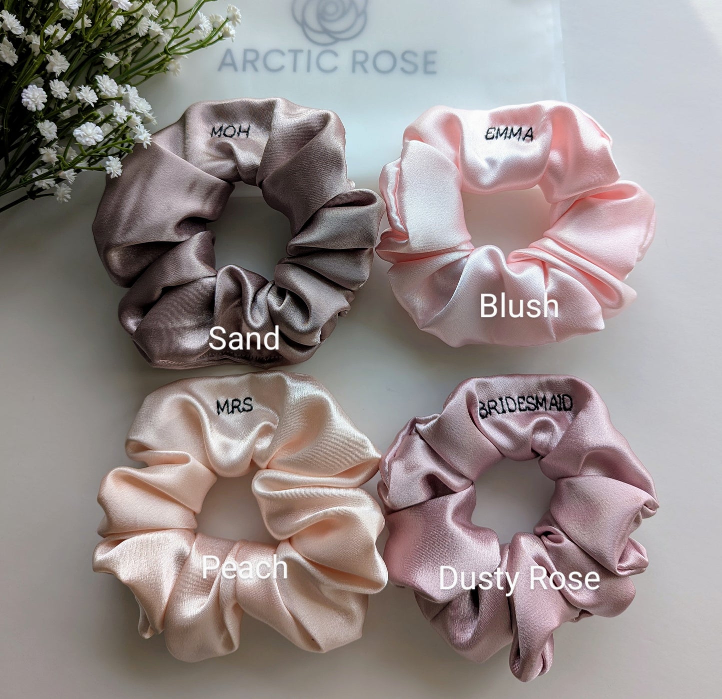 CUSTOM SATIN SCRUNCHIES