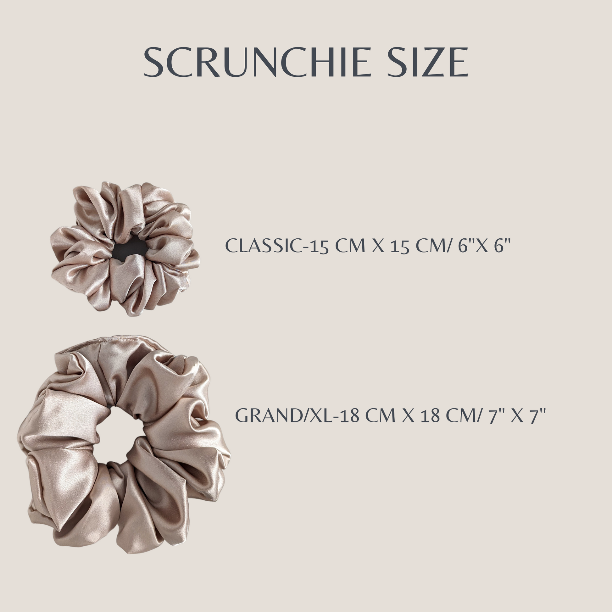 personalized satin scrunchies for bridesmaids available in 2 sizes classic 15cm x 15 cnm and XXL 18 x 18cm