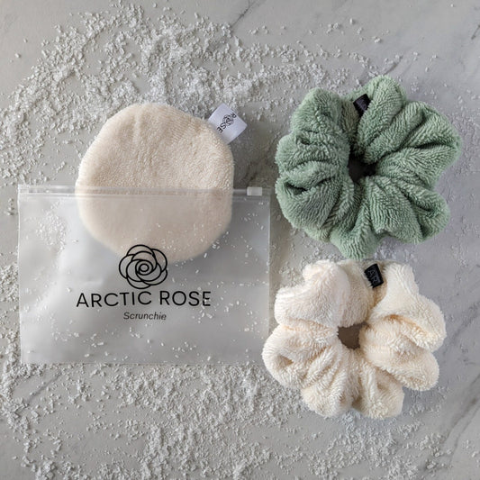 LUXE TOWEL SCRUNCHIES for WASHING FACE with BONUS FACE PUFF
