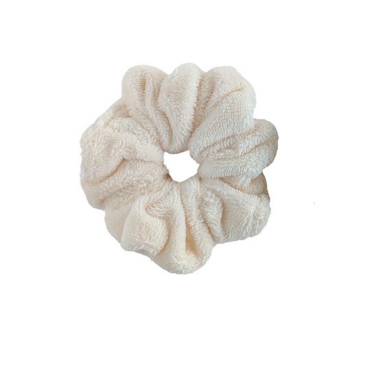 ivory white luxe microfiber cotton bamboo scrunchy scrunchie made in Canada arctic rose 