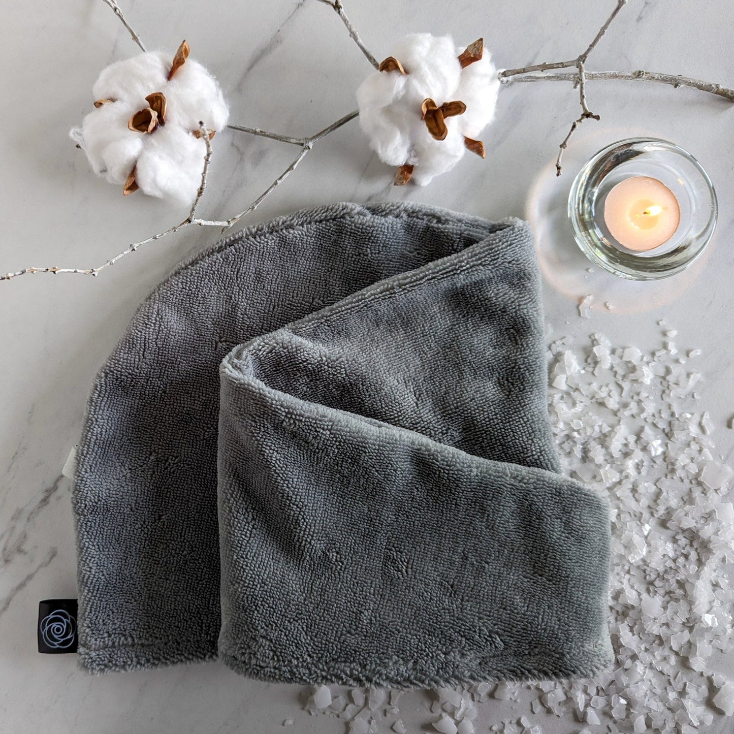 Grey microfiber hair towel made in Canada cotton hair towel bamboo hair towel wrap for women